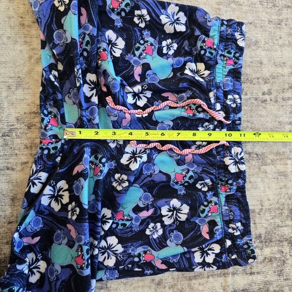 Disney Stitch Pajama Pants Womens Large 12/14 Blue Hibiscus Lounge Sleep Joggers - Picture 7 of 10